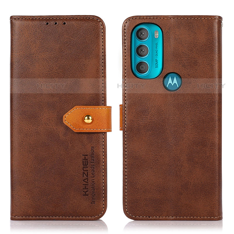 Funda de Cuero Cartera con Soporte Carcasa N07P para Motorola Moto G71 5G Marron