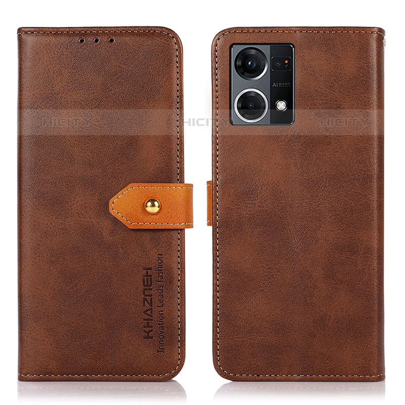 Funda de Cuero Cartera con Soporte Carcasa N07P para Oppo F21 Pro 4G Marron