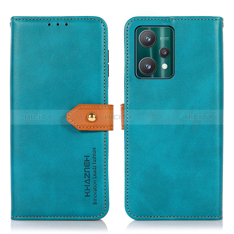 Funda de Cuero Cartera con Soporte Carcasa N07P para Realme 9 Pro 5G Cian