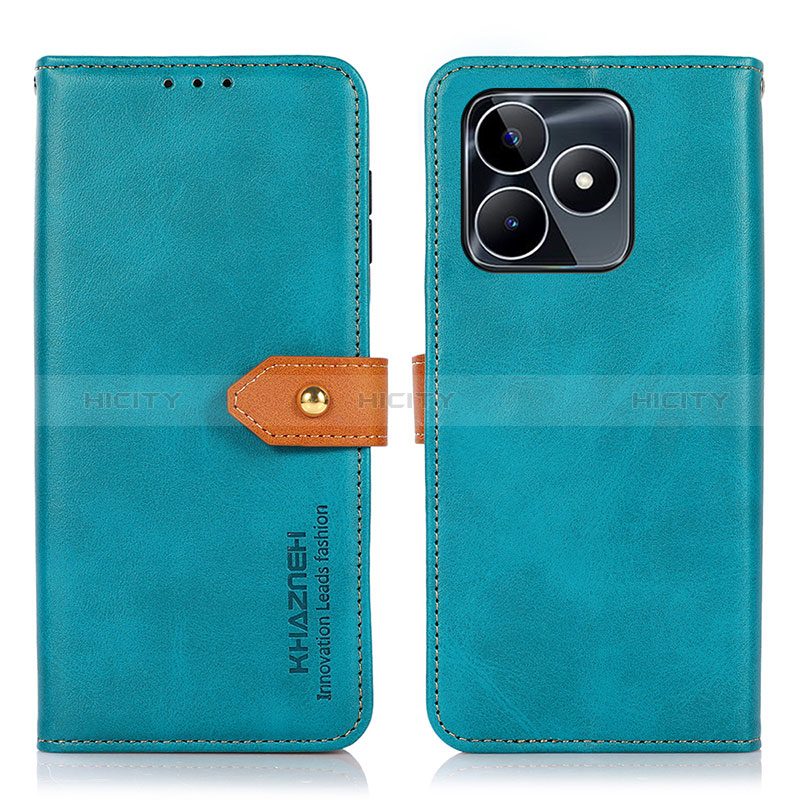 Funda de Cuero Cartera con Soporte Carcasa N07P para Realme C53 Cian