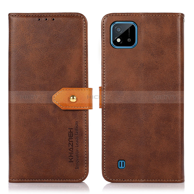 Funda de Cuero Cartera con Soporte Carcasa N07P para Realme Narzo 50i Marron