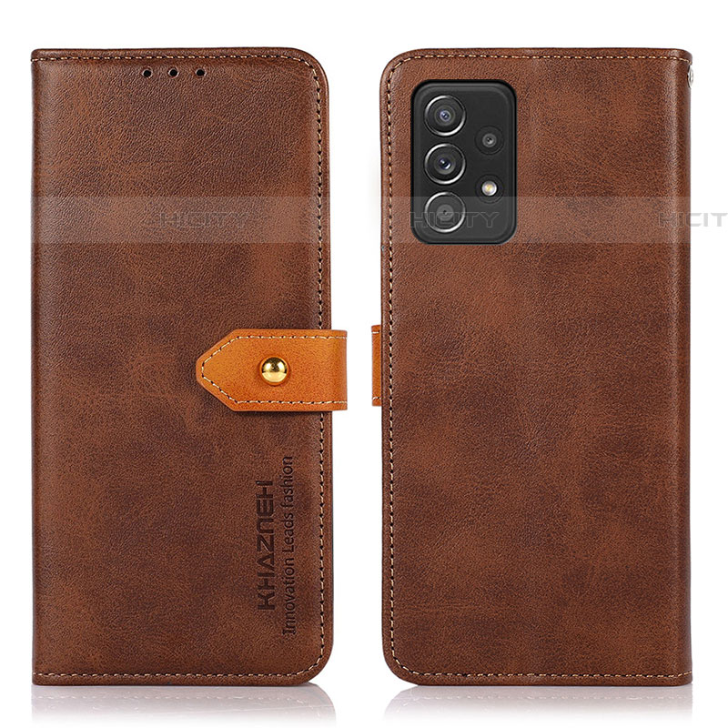 Funda de Cuero Cartera con Soporte Carcasa N07P para Samsung Galaxy A52 4G Marron