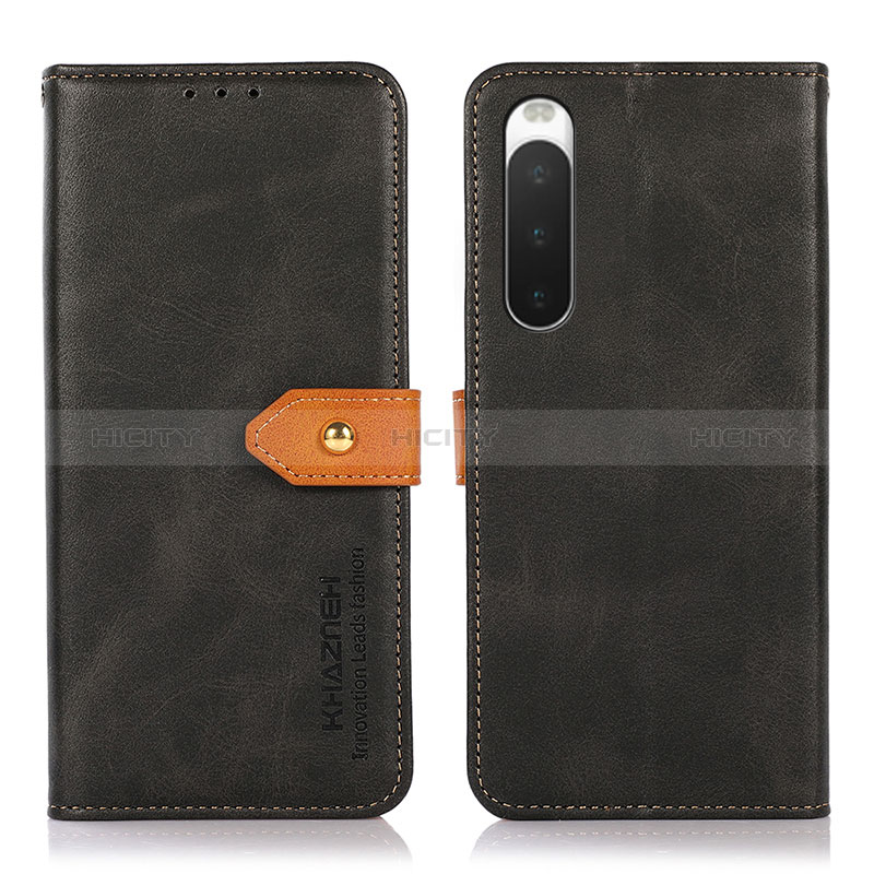 Funda de Cuero Cartera con Soporte Carcasa N07P para Sony Xperia 10 IV Negro