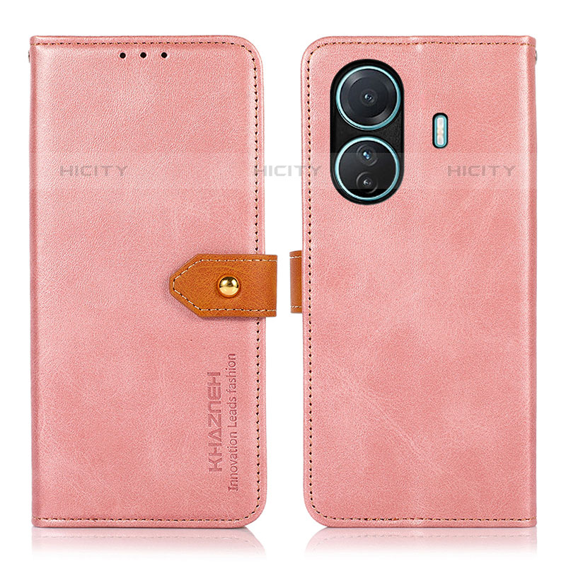 Funda de Cuero Cartera con Soporte Carcasa N07P para Vivo iQOO Z6 Pro 5G Rosa