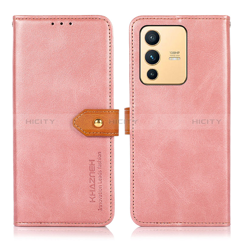 Funda de Cuero Cartera con Soporte Carcasa N07P para Vivo V23 5G Rosa