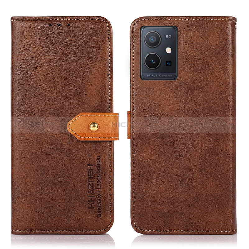 Funda de Cuero Cartera con Soporte Carcasa N07P para Vivo Y33e 5G Marron