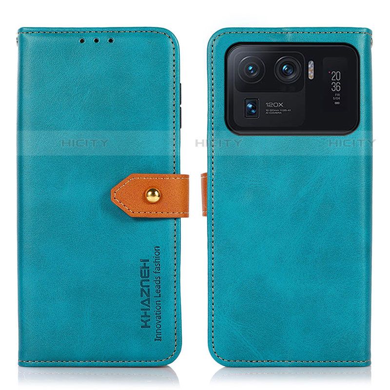 Funda de Cuero Cartera con Soporte Carcasa N07P para Xiaomi Mi 11 Ultra 5G Cian