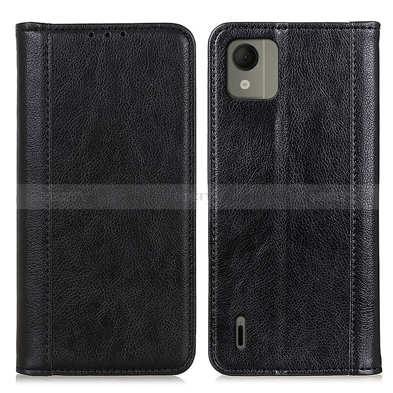 Funda de Cuero Cartera con Soporte Carcasa N08P para Nokia C110 Negro