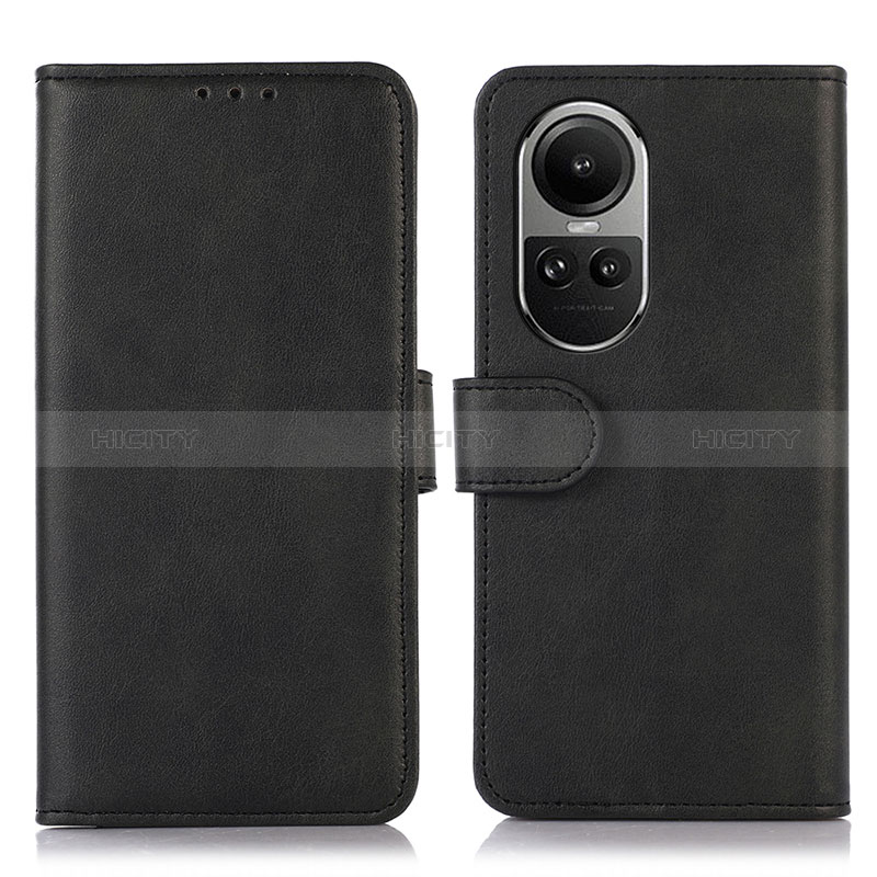 Funda de Cuero Cartera con Soporte Carcasa N08P para Oppo Reno10 5G Negro