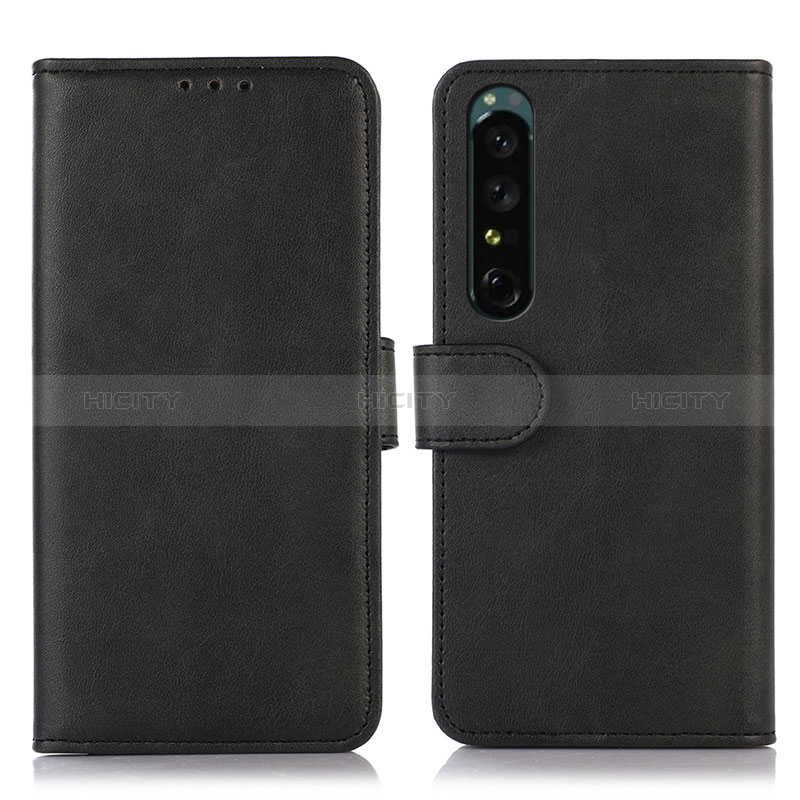 Funda de Cuero Cartera con Soporte Carcasa N08P para Sony Xperia 1 IV Negro