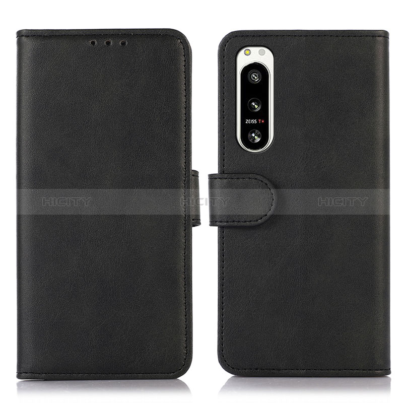 Funda de Cuero Cartera con Soporte Carcasa N08P para Sony Xperia 5 IV Negro