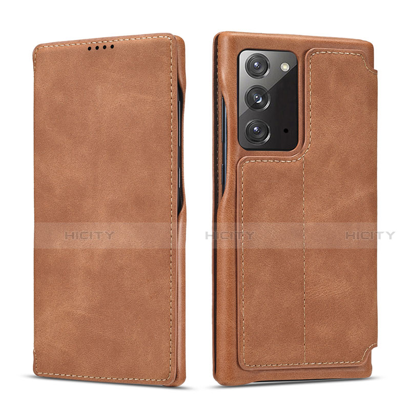 Funda de Cuero Cartera con Soporte Carcasa N09 para Samsung Galaxy Note 20 5G Marron Claro