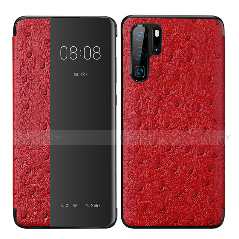 Funda de Cuero Cartera con Soporte Carcasa P02 para Huawei P30 Pro Rojo