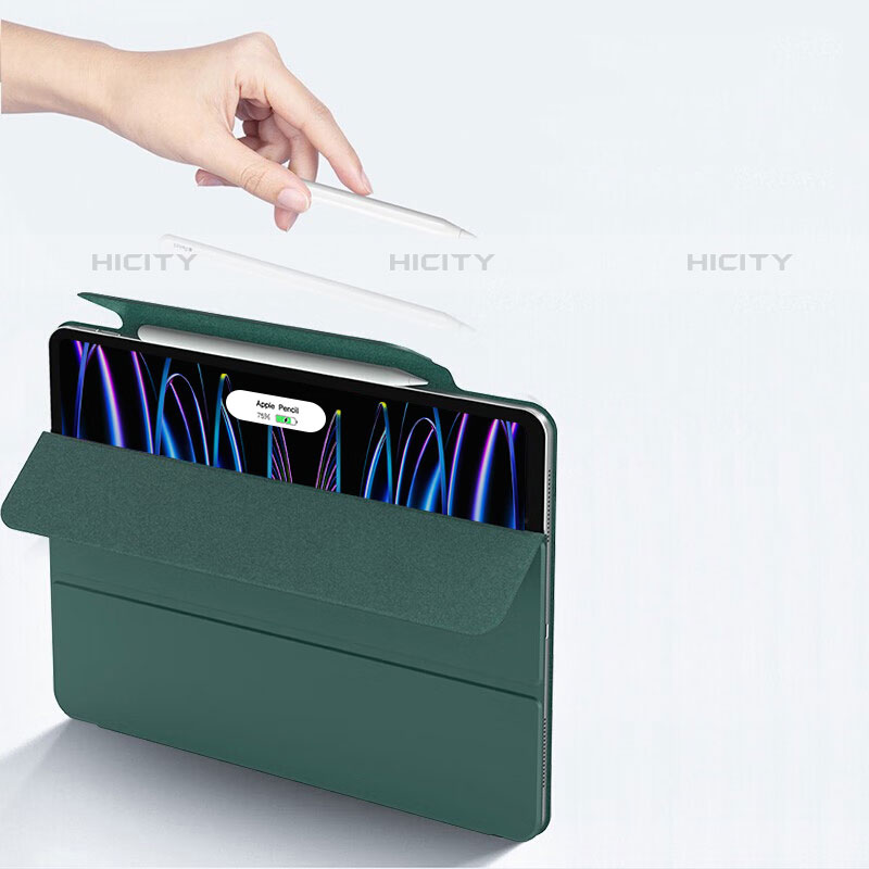 Funda de Cuero Cartera con Soporte Carcasa P03 para Apple iPad Pro 11 (2021) Verde