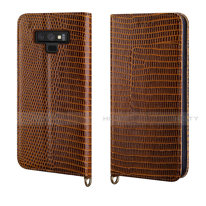 Funda de Cuero Cartera con Soporte Carcasa P04 para Samsung Galaxy Note 9 Marron