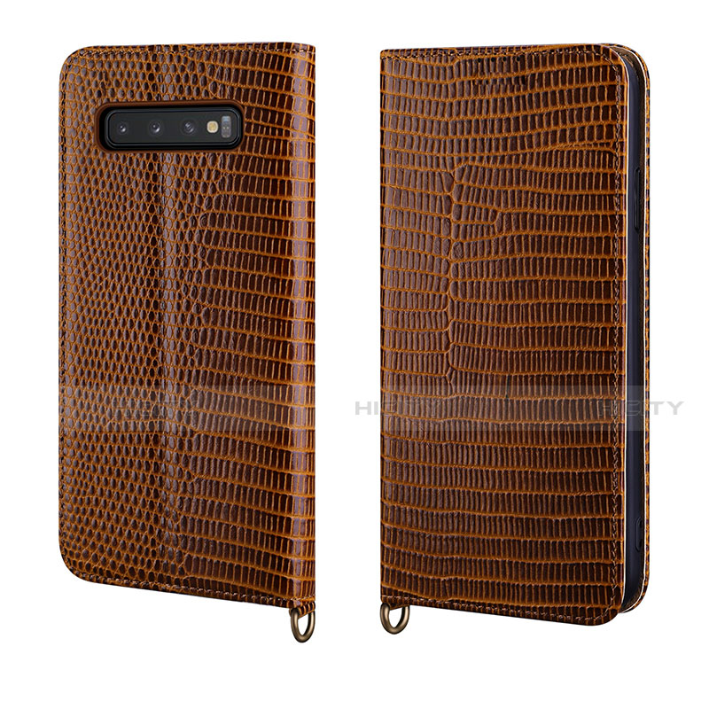 Funda de Cuero Cartera con Soporte Carcasa P04 para Samsung Galaxy S10 5G Marron