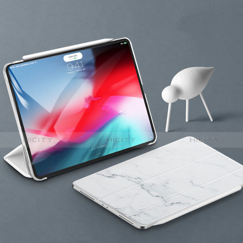 Funda de Cuero Cartera con Soporte Carcasa para Apple iPad Pro 11 (2018) Blanco