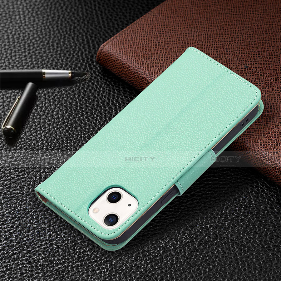 Funda de Cuero Cartera con Soporte Carcasa para Apple iPhone 13 Mini Cian