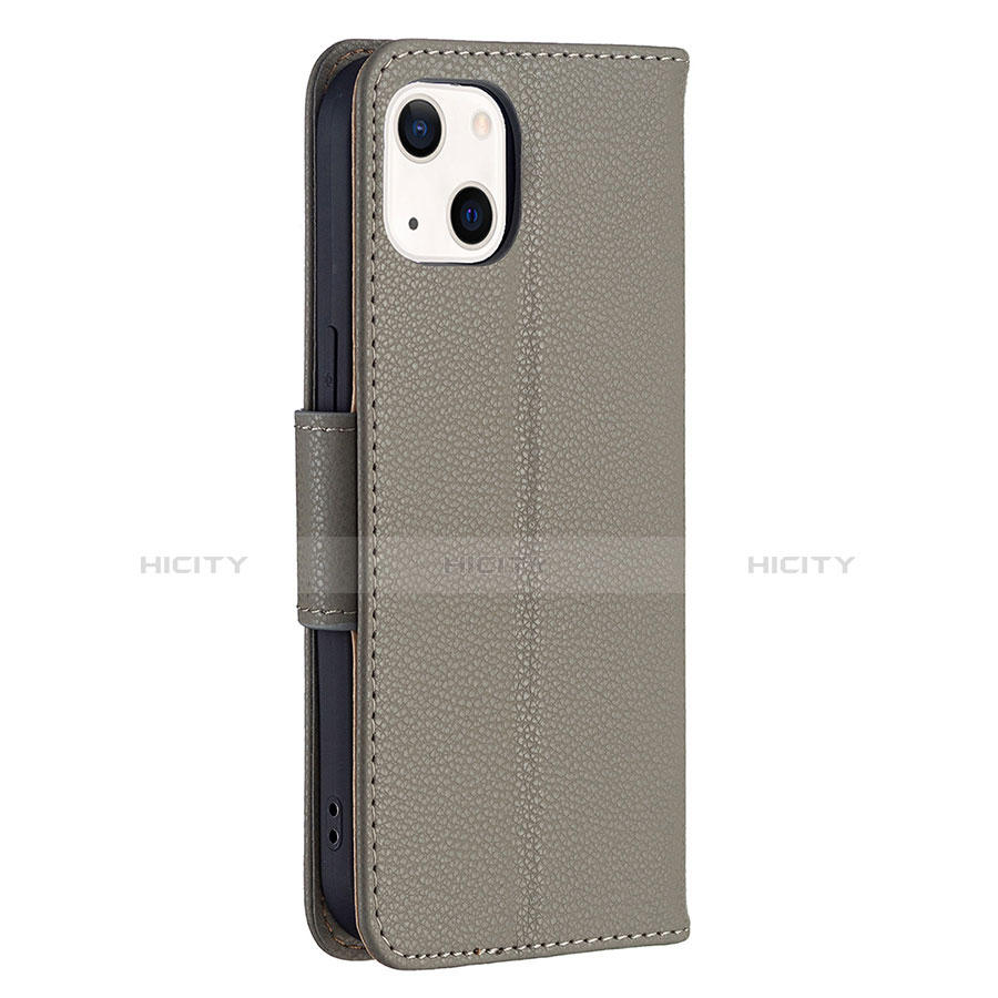 Funda de Cuero Cartera con Soporte Carcasa para Apple iPhone 13 Mini Gris