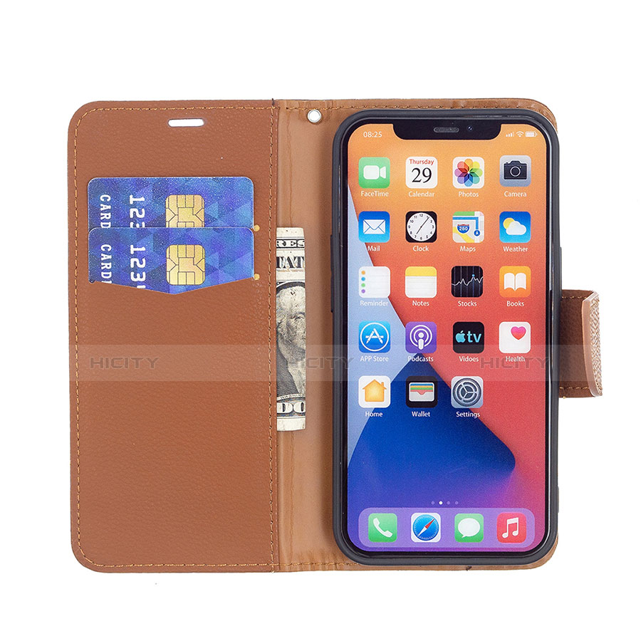 Funda de Cuero Cartera con Soporte Carcasa para Apple iPhone 13 Mini Marron