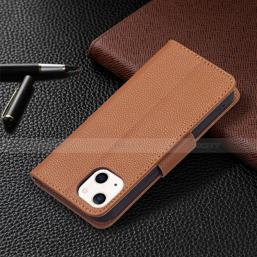 Funda de Cuero Cartera con Soporte Carcasa para Apple iPhone 13 Mini Marron