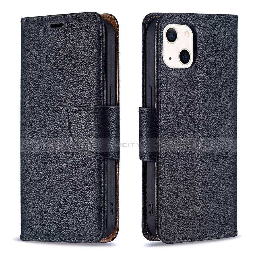 Funda de Cuero Cartera con Soporte Carcasa para Apple iPhone 13 Negro