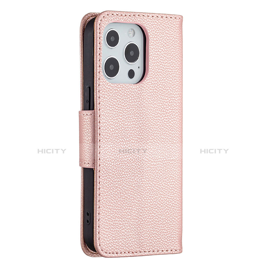 Funda de Cuero Cartera con Soporte Carcasa para Apple iPhone 13 Pro Max Oro Rosa