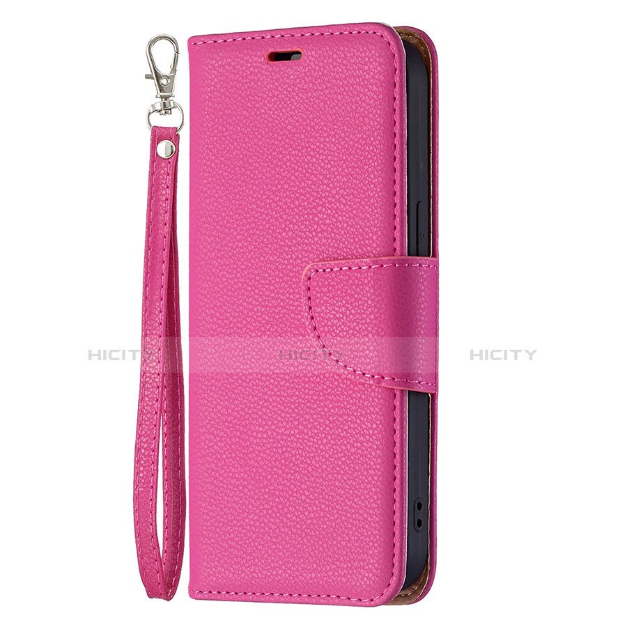 Funda de Cuero Cartera con Soporte Carcasa para Apple iPhone 13 Rosa Roja