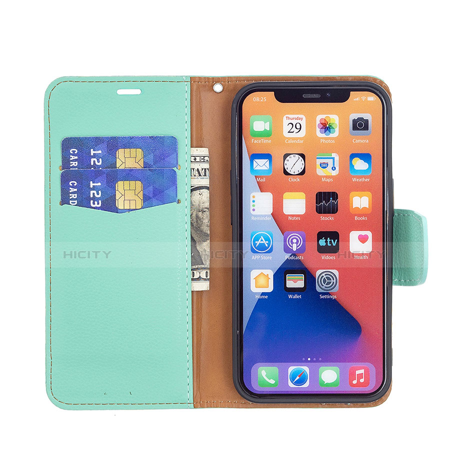 Funda de Cuero Cartera con Soporte Carcasa para Apple iPhone 14 Cian