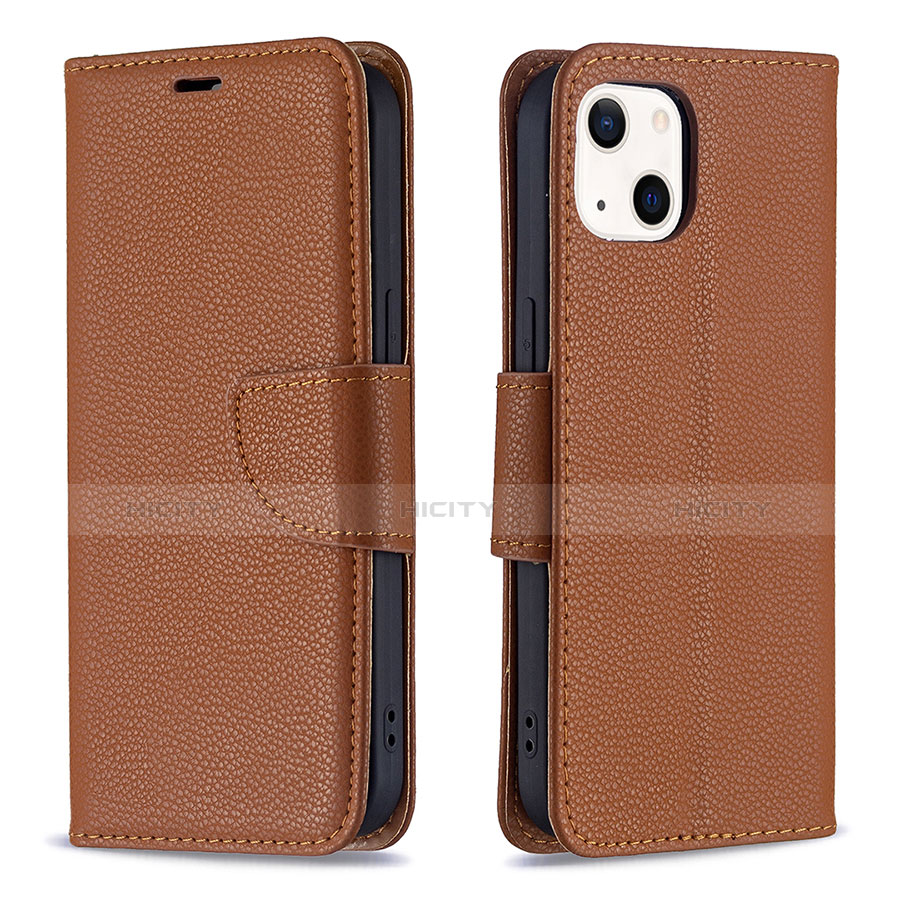 Funda de Cuero Cartera con Soporte Carcasa para Apple iPhone 14 Marron