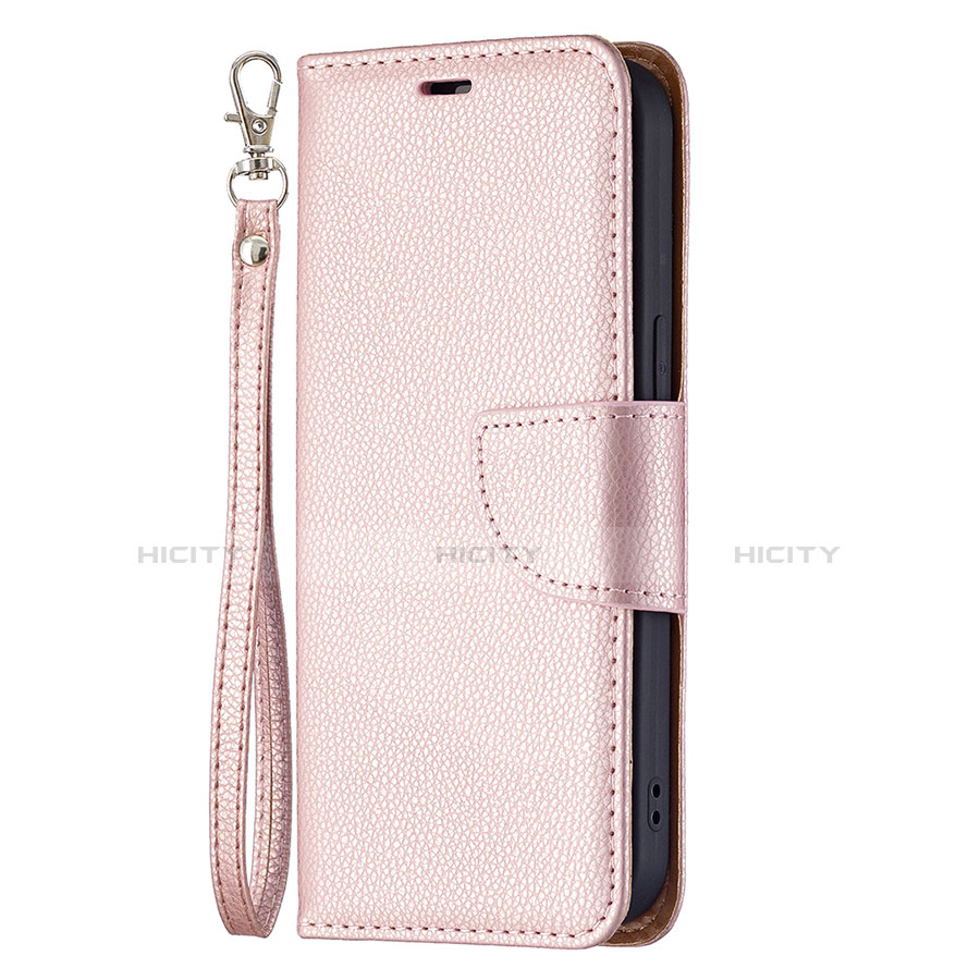 Funda de Cuero Cartera con Soporte Carcasa para Apple iPhone 14 Oro Rosa