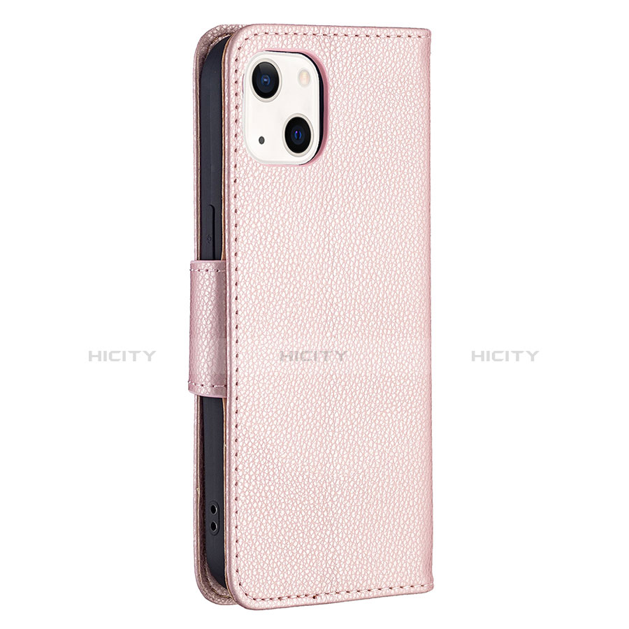 Funda de Cuero Cartera con Soporte Carcasa para Apple iPhone 14 Oro Rosa