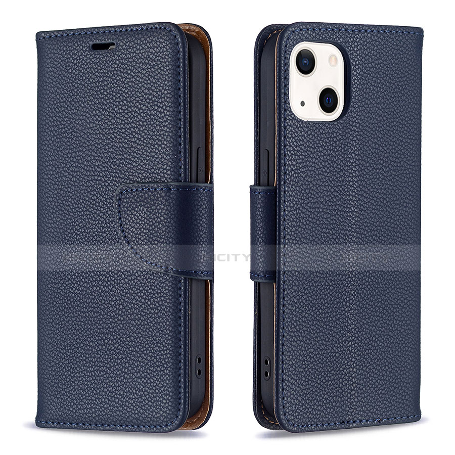 Funda de Cuero Cartera con Soporte Carcasa para Apple iPhone 14 Plus Azul