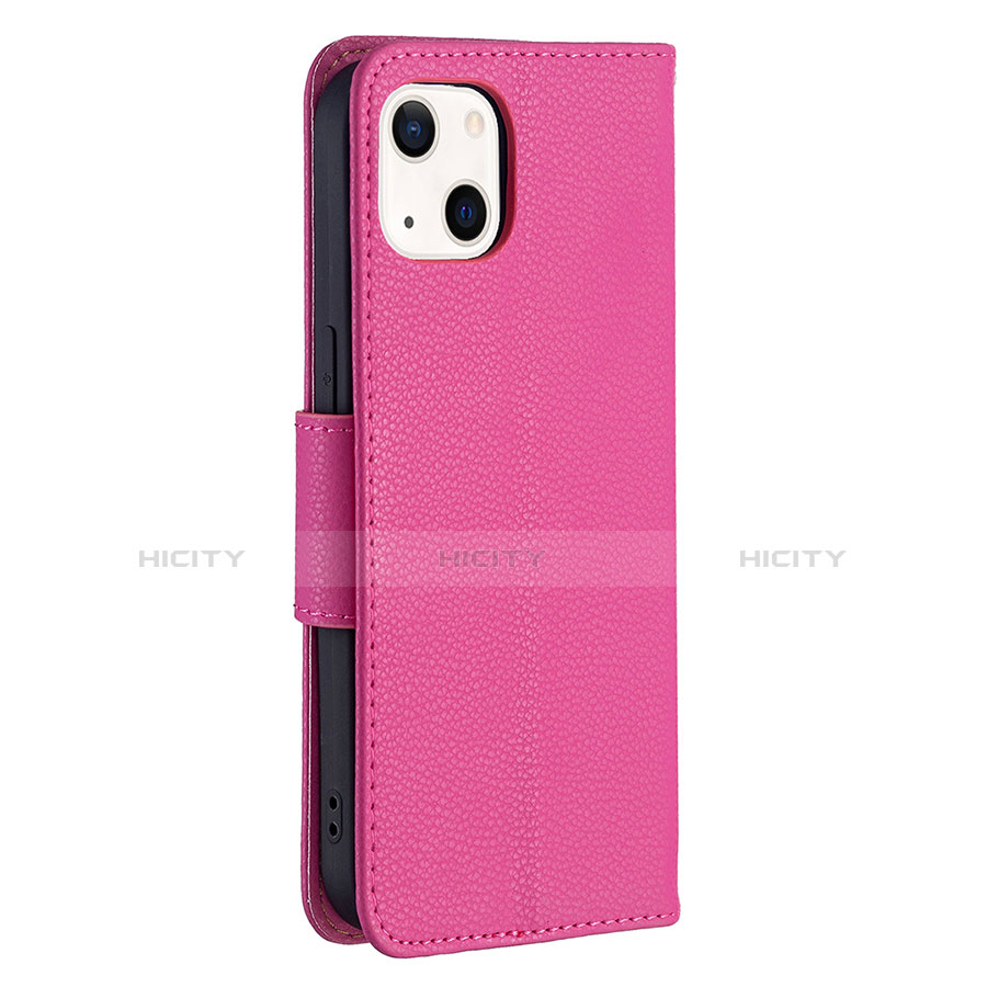 Funda de Cuero Cartera con Soporte Carcasa para Apple iPhone 14 Plus Rosa Roja