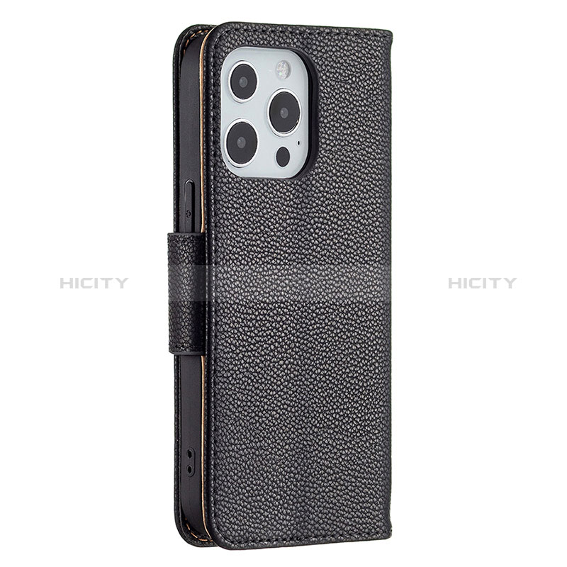 Funda de Cuero Cartera con Soporte Carcasa para Apple iPhone 14 Pro Max Negro