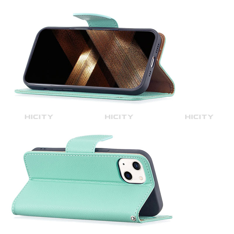 Funda de Cuero Cartera con Soporte Carcasa para Apple iPhone 15 Cian