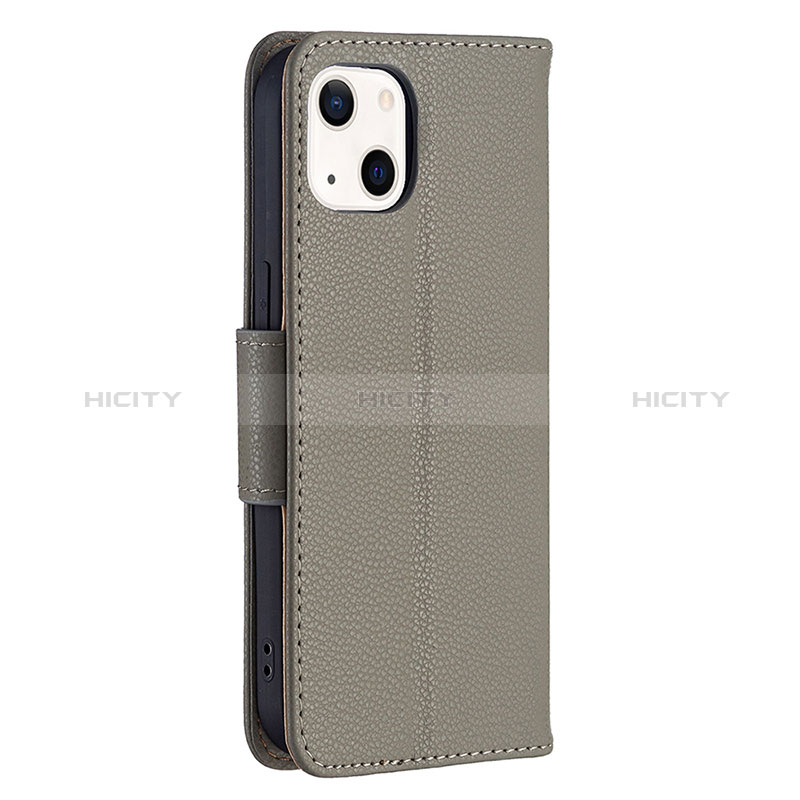 Funda de Cuero Cartera con Soporte Carcasa para Apple iPhone 15 Gris