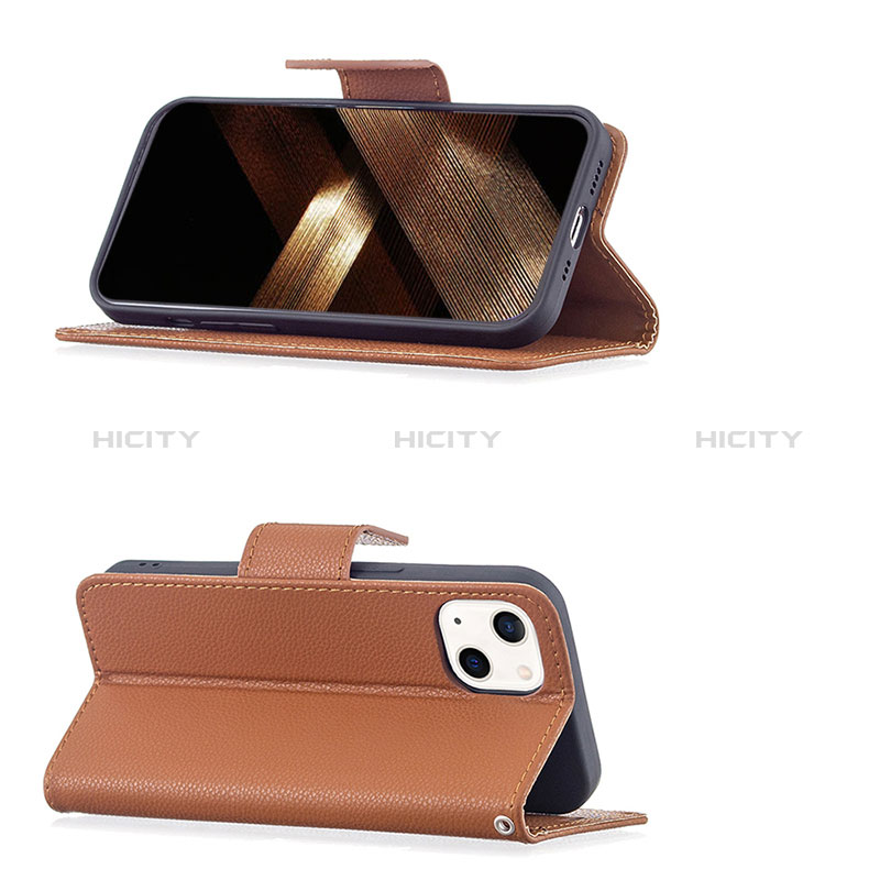 Funda de Cuero Cartera con Soporte Carcasa para Apple iPhone 15 Marron