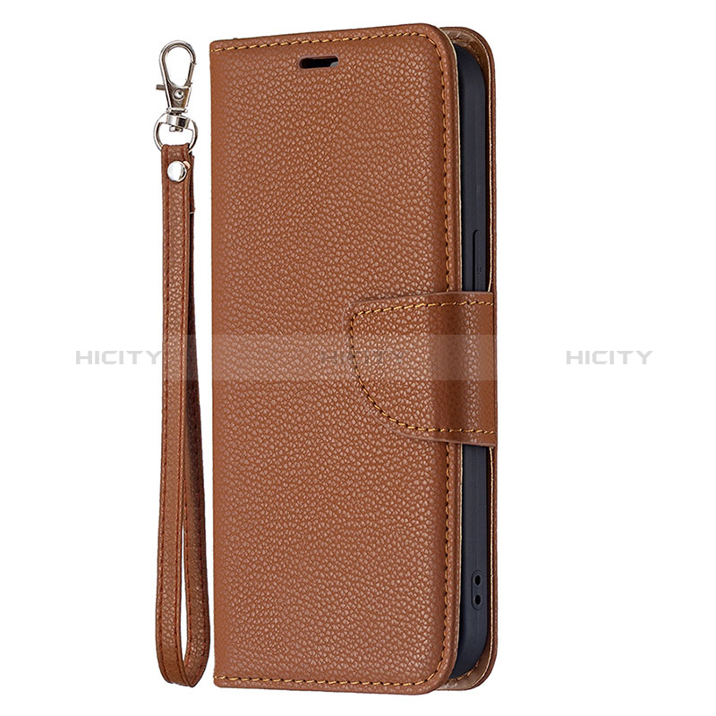 Funda de Cuero Cartera con Soporte Carcasa para Apple iPhone 15 Marron