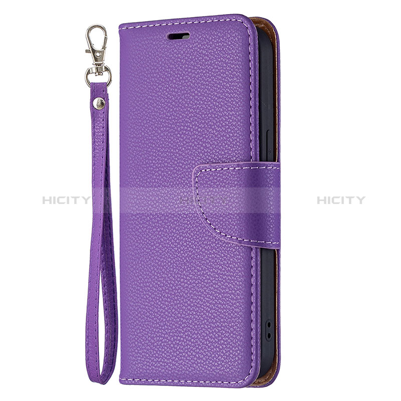 Funda de Cuero Cartera con Soporte Carcasa para Apple iPhone 15 Morado