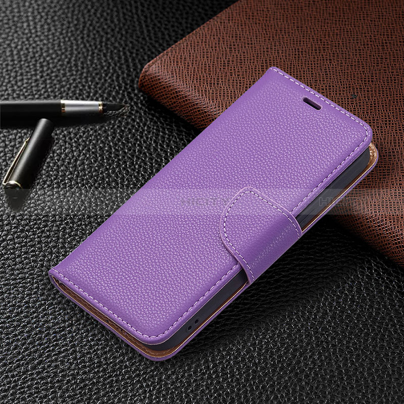 Funda de Cuero Cartera con Soporte Carcasa para Apple iPhone 15 Morado