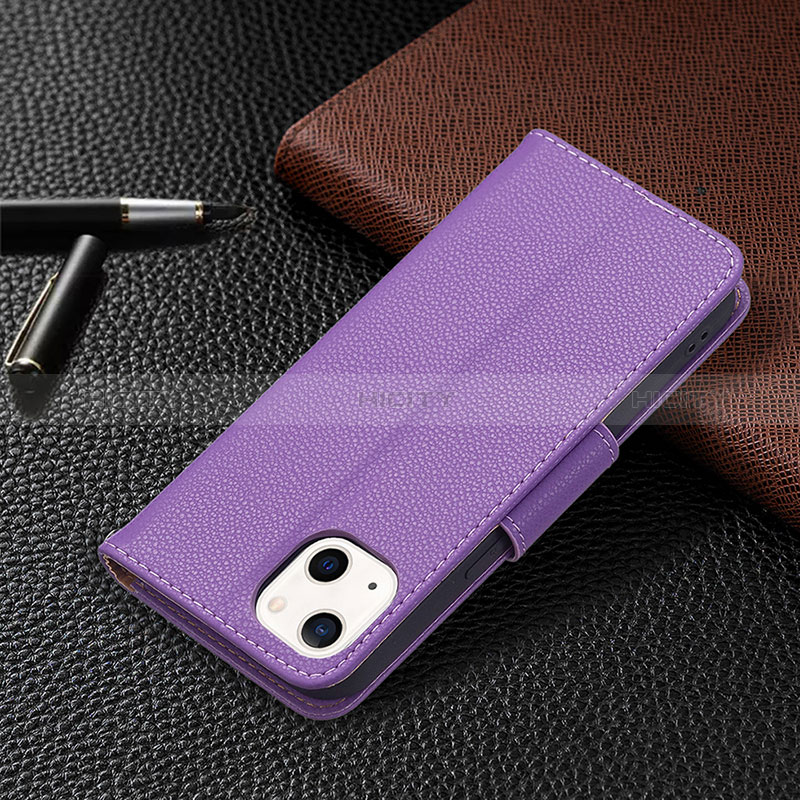 Funda de Cuero Cartera con Soporte Carcasa para Apple iPhone 15 Morado