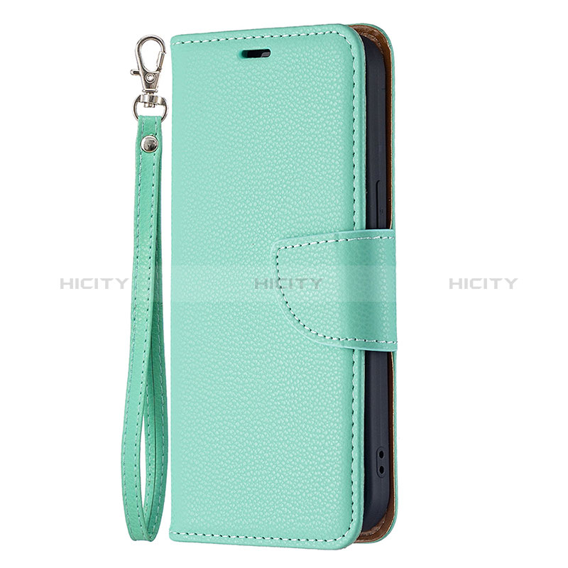 Funda de Cuero Cartera con Soporte Carcasa para Apple iPhone 15 Plus Cian