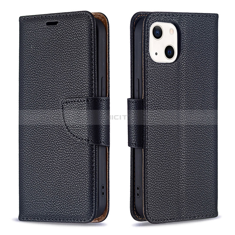 Funda de Cuero Cartera con Soporte Carcasa para Apple iPhone 15 Plus Negro