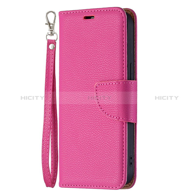 Funda de Cuero Cartera con Soporte Carcasa para Apple iPhone 15 Plus Rosa Roja