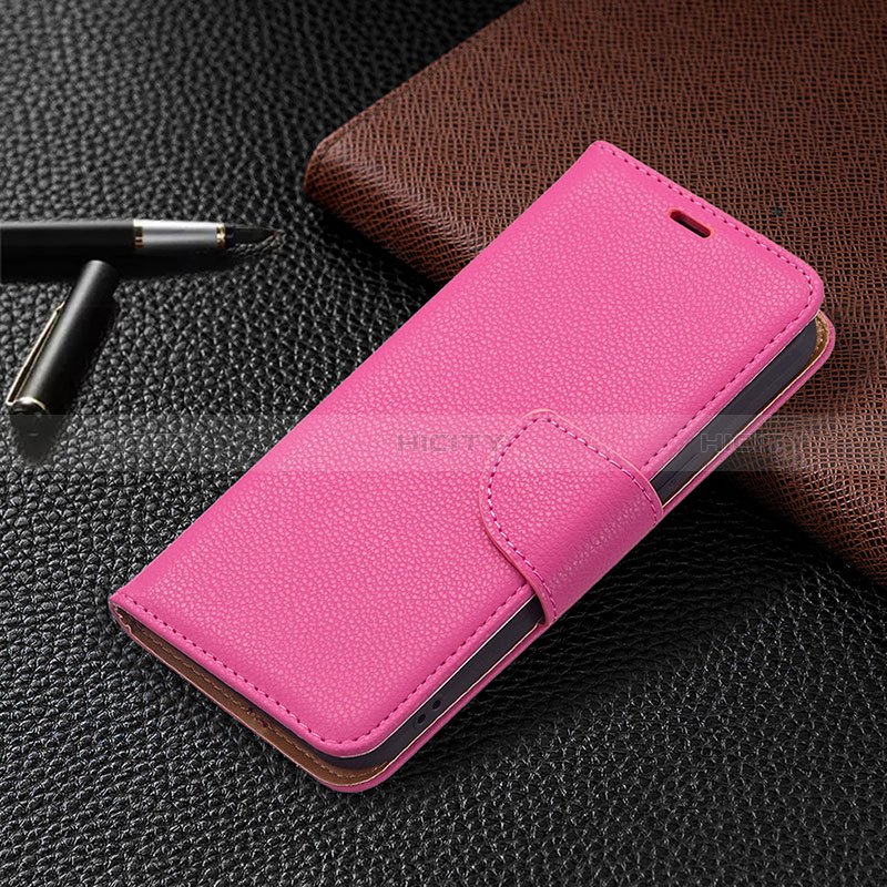 Funda de Cuero Cartera con Soporte Carcasa para Apple iPhone 15 Plus Rosa Roja