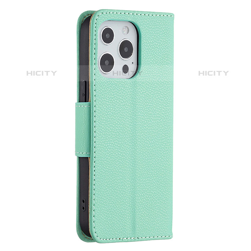 Funda de Cuero Cartera con Soporte Carcasa para Apple iPhone 15 Pro Max Cian