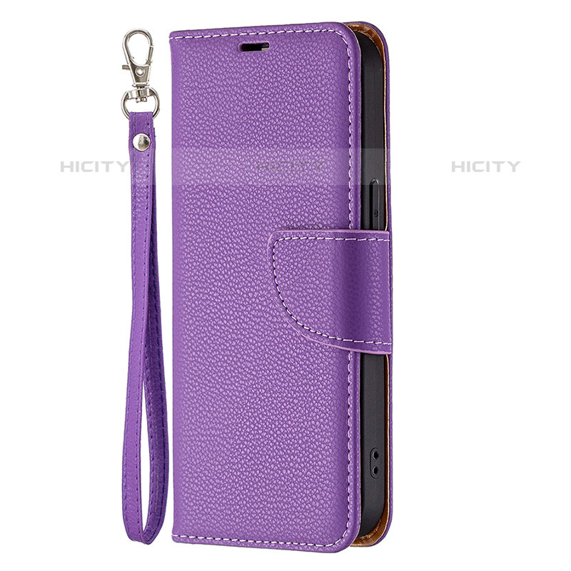 Funda de Cuero Cartera con Soporte Carcasa para Apple iPhone 15 Pro Max Morado