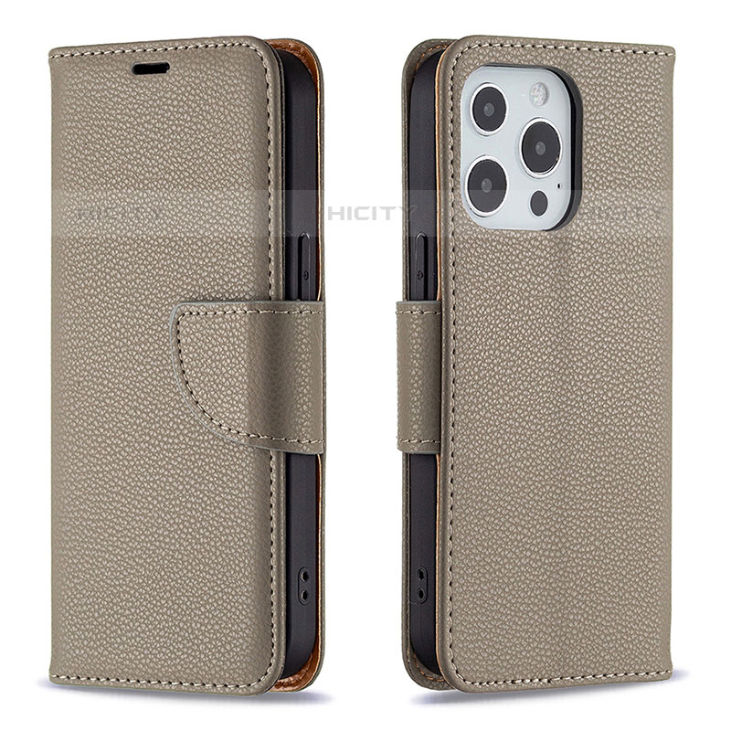 Funda de Cuero Cartera con Soporte Carcasa para Apple iPhone 16 Pro Max Caqui