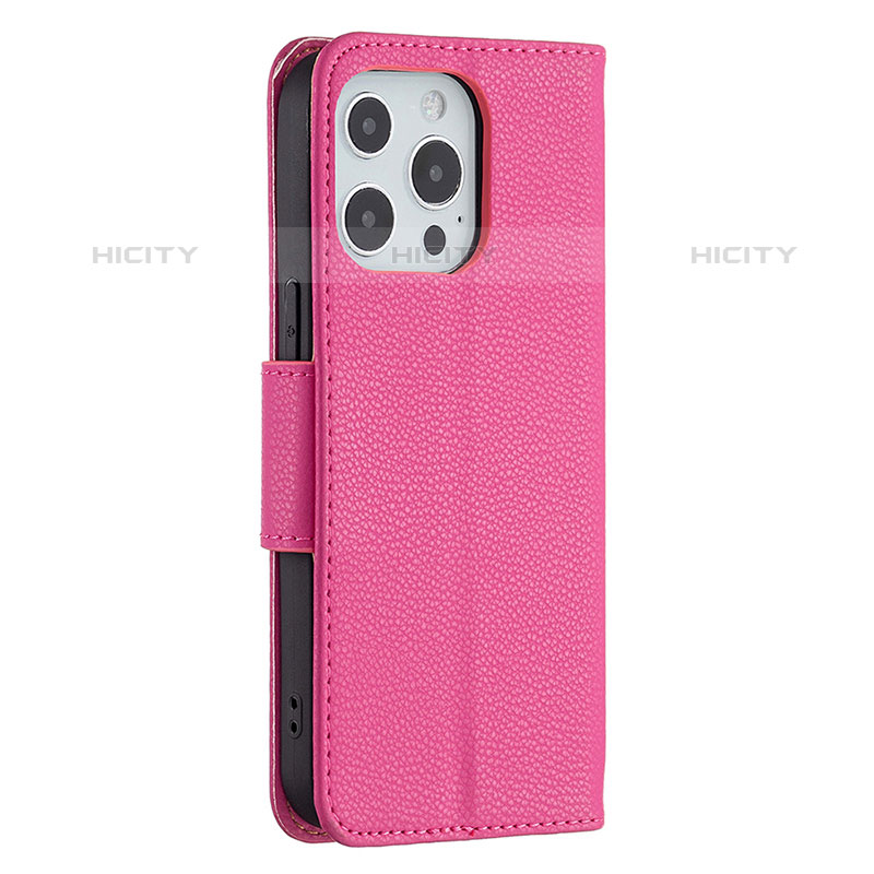 Funda de Cuero Cartera con Soporte Carcasa para Apple iPhone 16 Pro Max Rosa Roja